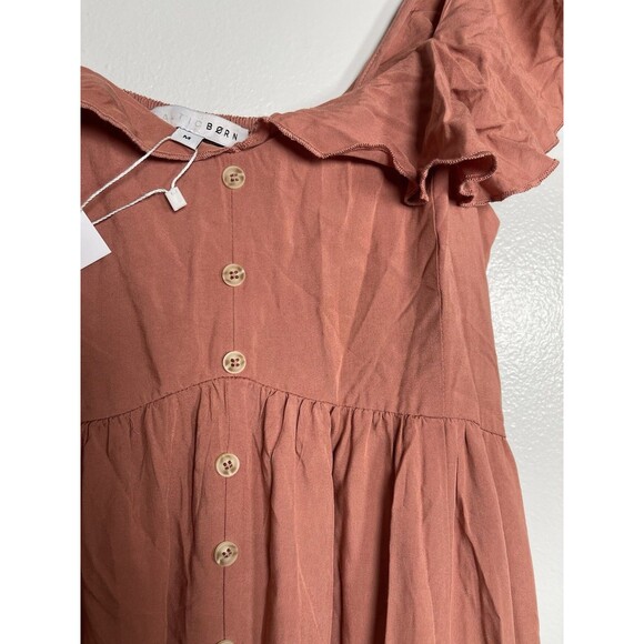 BALTIC BORN Ellie Ruffle Top Dress Medium Terracotta Mauve NEW Casual Pockets - Picture 3 of 12